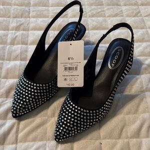 Scoop‎ Black Rhinestone Slingback Heels